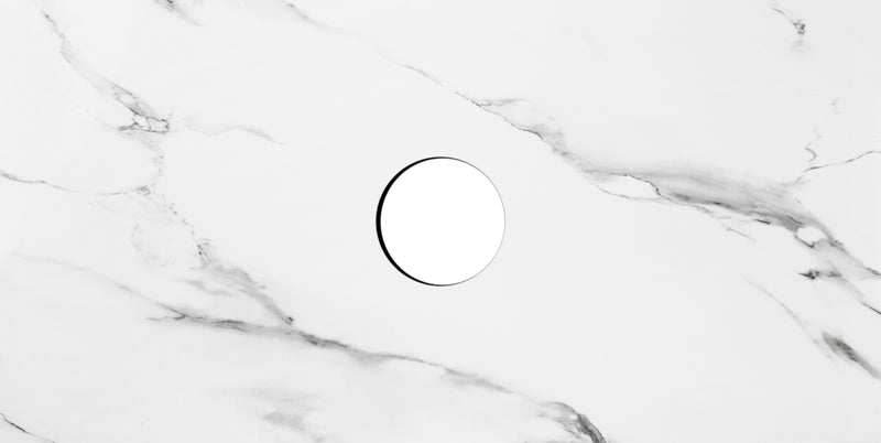 Rock Plate Stone 900x460x15mm Mont Blanc -Statuario Above Counter                  Waste Outlet 130mm