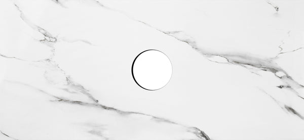 Rock Plate Stone 1200x460x15mm Mont Blanc -Statuario Above Counter                  Waste Outlet 130mm