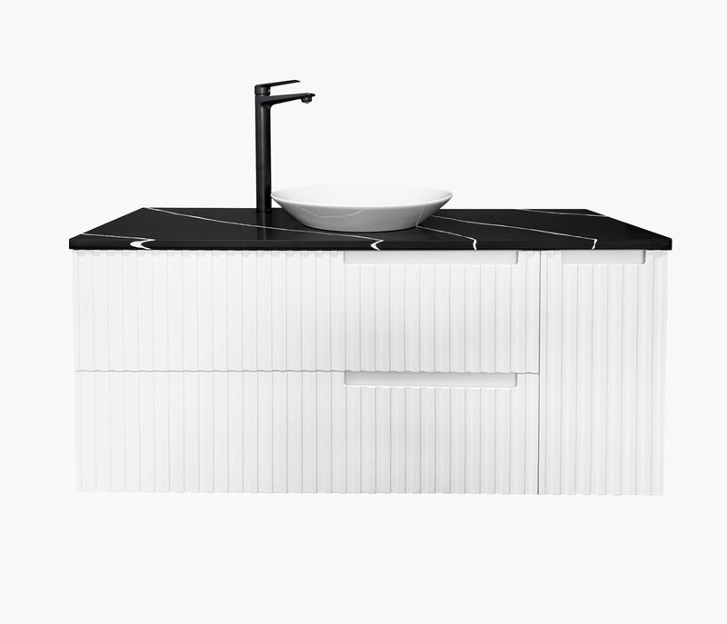ST124P-130 Quartz Engineer Stone 1200x460x20mm PIETRA Ultra Deluxe  Above Counter Waste Outlet 130mm