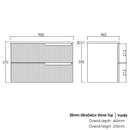 Noosa (Apollo) 900x460x550 wall hung Matte White Plywood Cabinet