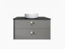 Boston 900x460x550 wall hung Matte Grey Plywood Cabinet Brushed Gold Handle included