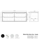 Byron 1500x460x550 wall hung Natural Oak Plywood Cabinet for Double bowls basin