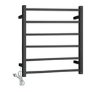 Heated towel rack 6 bars Universal  inletStainless steel, matt black674*620*120mm