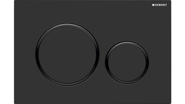 Sigma20 Dual Flush Button Round Matt Black plate& buttons/gloss black design rings