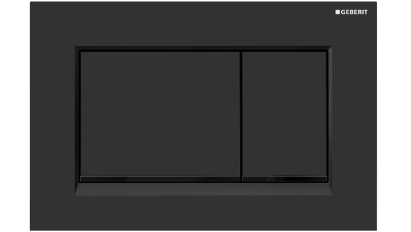Sigma30 Dual Flush Button Square Matt Black plate& buttons /gloss black design strip