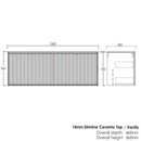 Marlo (Dionysus) 1500x460x550 wall hung Matte Black Plywood Cabinet for Double bowls basin