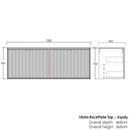 Marlo (Dionysus) 1500x460x550 wall hung Matte Black Plywood Cabinet for Double bowls basin