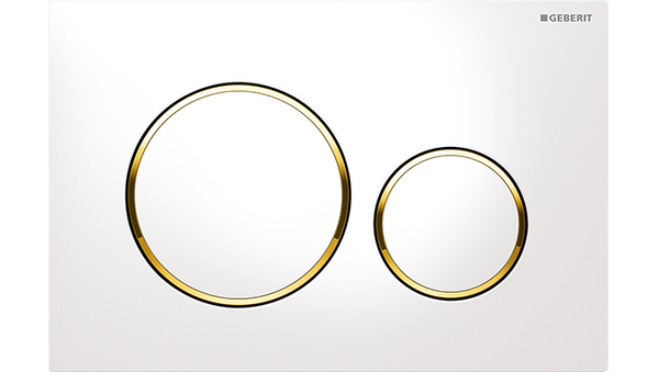 Sigma20 Dual Flush Button Round White/Gold Trim