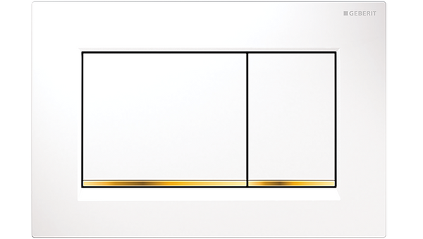 Sigma30 Dual Flush Button Square White/Gold Trim