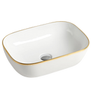 (IS4096LG)Above counter basinGold rim edge with gloss white fine ceramic Size: 460x330x135mm