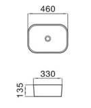 (IS4096LG)Above counter basinGold rim edge with gloss white fine ceramic Size: 460x330x135mm