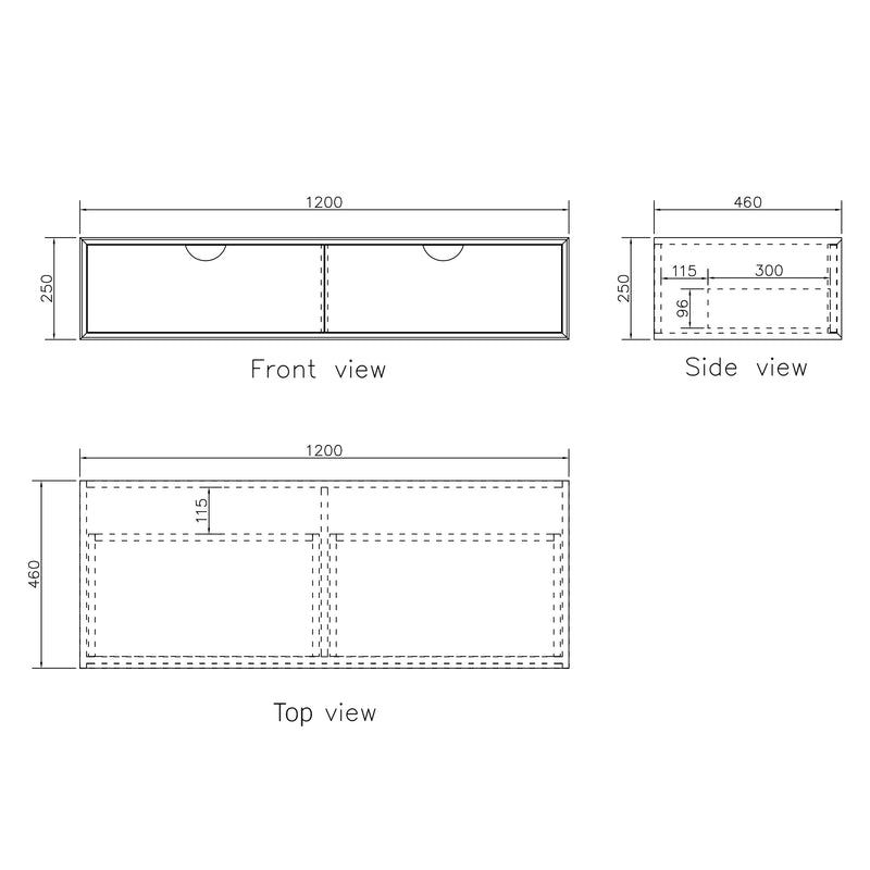 Moonlight (Luna) Wall Hung Cabinet 1200 white single basin