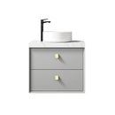 Boston 600x460x550 wall hung Light Grey Plywood Cabinet Brushed Gold Handle included