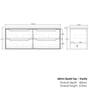 Byron 1500x460x550 wall hung Natural Oak Plywood Cabinet for Double bowls basin