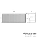 Marlo (Dionysus) 1500x460x550 wall hung Matte Black Plywood Cabinet for Double bowls basin