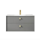 Boston 900x460x550 wall hung Matte Grey Plywood Cabinet Brushed Gold Handle included