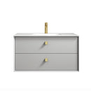 Boston 900x460x550 wall hung Light Grey Plywood Cabinet Brushed Gold Handle included