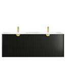 Marlo (Dionysus) 1500x460x550 wall hung Matte Black Plywood Cabinet for Double bowls basin