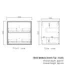 Boston 600x460x550 wall hung Light Grey Plywood Cabinet Brushed Gold Handle included