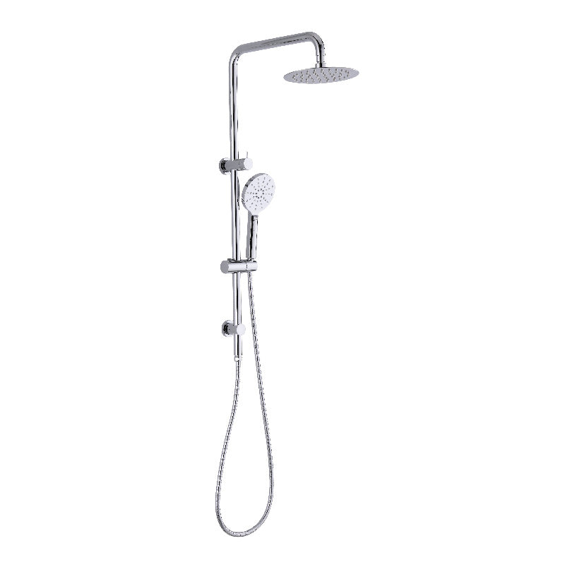 Pavia Twin Shower On Rail Top Inlet, Round Brush nickle