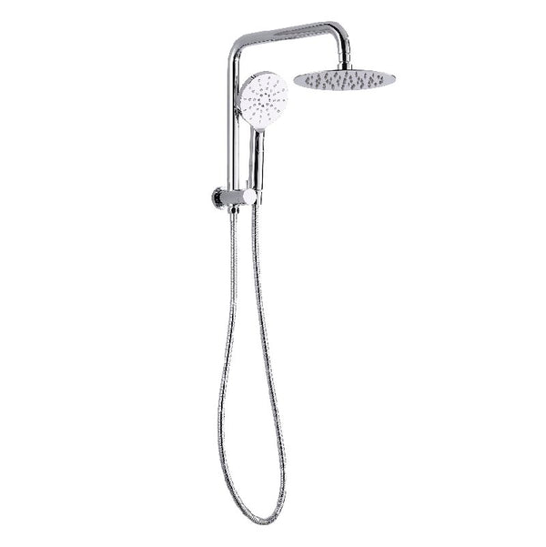 (INS5912) /BKSR201H Pavia Twin Shower Set Top Inlet with Round 200mm shower head-Half rail, Chrome