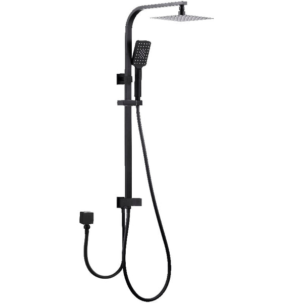 (BKSS102-B) TaranTwin Shower On Rail Bottom inlet with dual hose square Matt Black